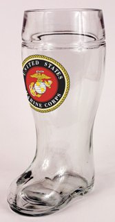 United States Marine Corps USMC Glass One Liter Beer Boot